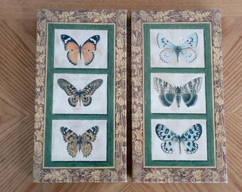 Pair of signed Fabrice de Villeneuve Canvas Print number 995 of 999 Butterflies