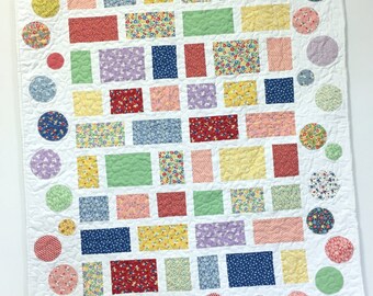 Baby Girl Quilt 1930s Style Pieced and Appliqued Nursery Crib Bedding