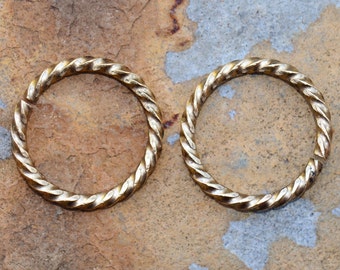 4 Antique Gold 17mm Grande Rope Jump rings - Nunn Designs