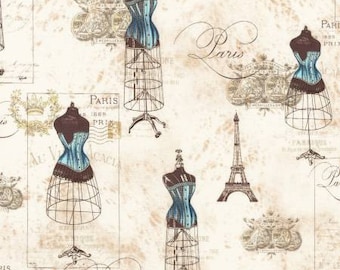 Robert Kaufman City Of Lights Collection Dusty Blue Paris Fabric - 1 yard