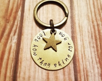 Look How They Shine For You Coldplay Keychain with Star Charm - Custom Star Keychain