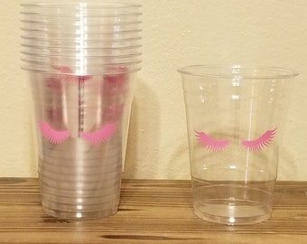 Lashes vinyl decal cups You choose color! Spa Makeup Birthday Party Decor
