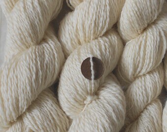 Undyed cream handspun yarn, wool/silk/mohair