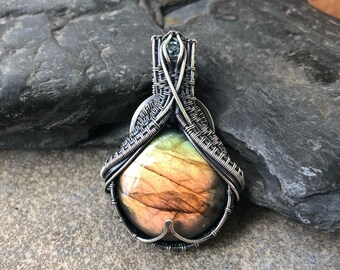 Wire Wrapped Pendant - Heady Wire Wrap - Wire Wrap - Labradorite Pendant - Wire Wrap Pendant - Sweet Water Silver - Labradorite Wire Wrap