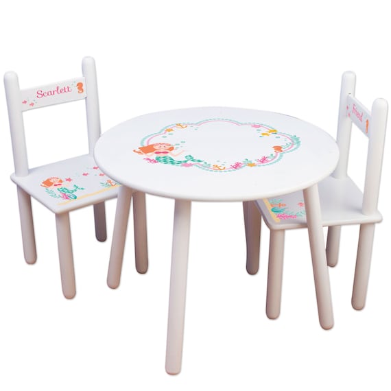 Personalized Little Mermaid Table & Chair Set Little Girls Personalized Little Mermaid Table & Chair Set Little Girls