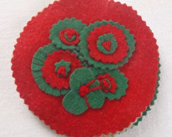 Vintage Felt Needle Book Red And Green