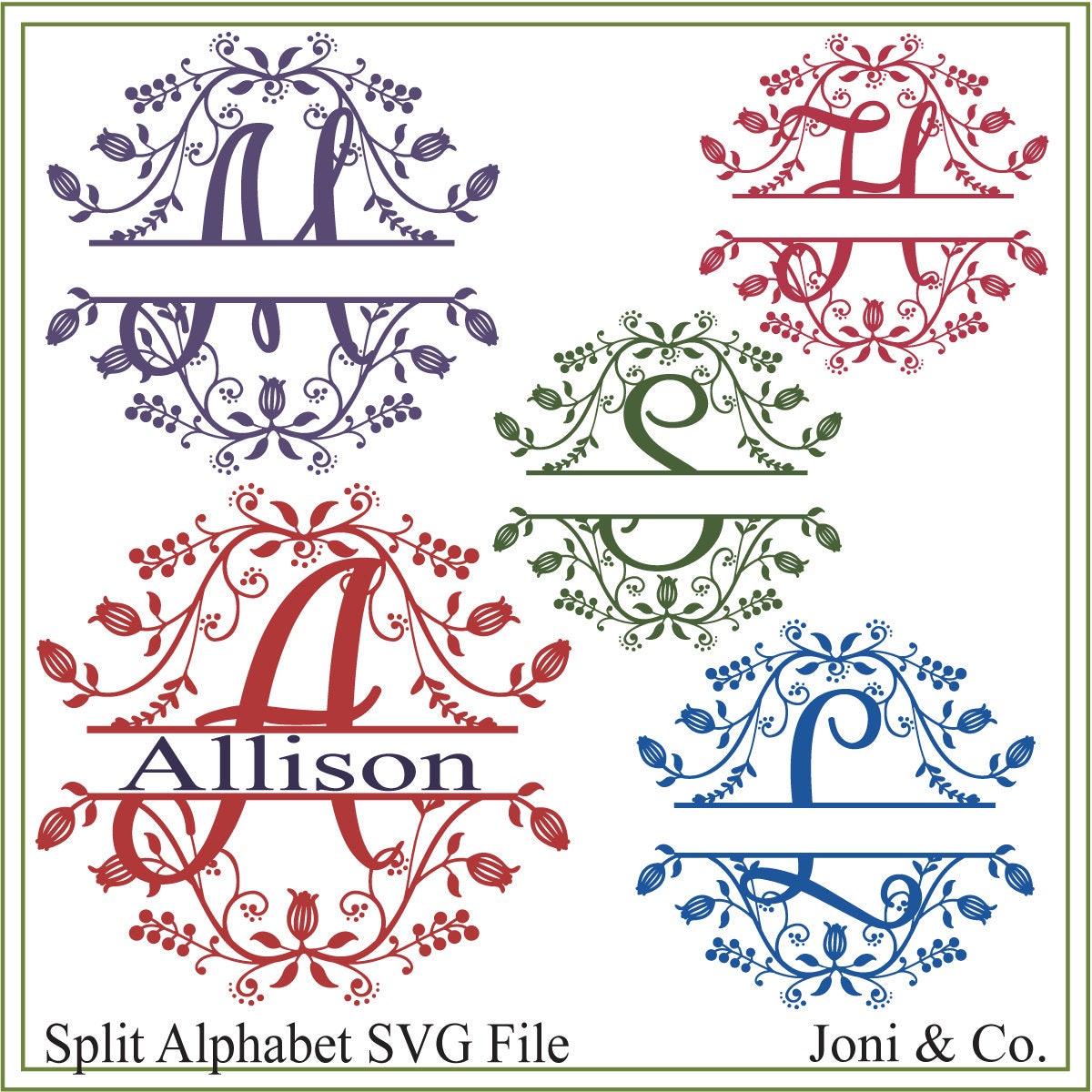 Download Split Floral Alphabet svg Monogram Alphabet Flower alphabet
