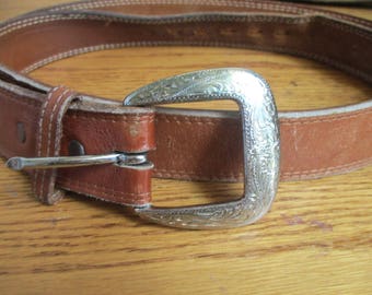 Justin brown leather Belt Western Belt Size 39