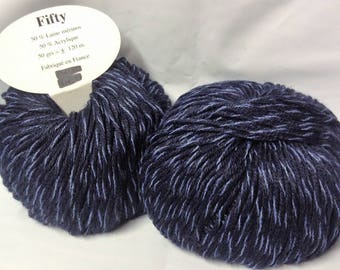 10 balls of wool 50% Merino Tweed/nightblue / made in FRANCE