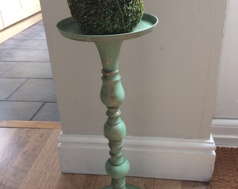 Vintage Brass Candle Stick with Verdigris Finish.