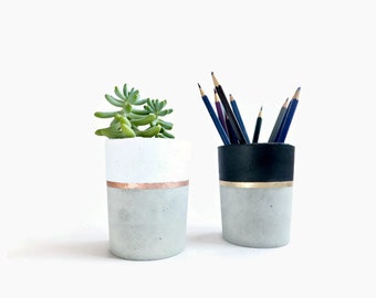 Concrete pencil holder Planter for succulent gray beton white black industrial home Decor