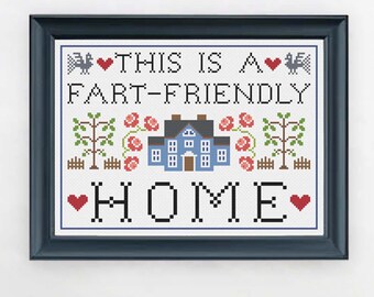 PDF ONLY This is a Fart-Friendly Home Modern Subversive Cross Stitch Template Pattern Instant PDF Download