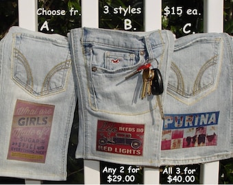 Denim bag, blue jean bag, ditty bag, cross body bag, recycled jeans