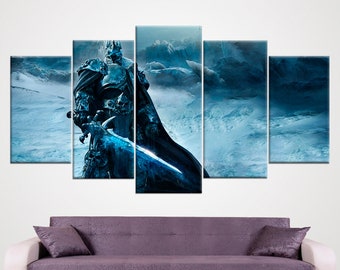Wrath Of The Lich King World of Warcraft Video Game WoW Wall Art Framed Wall Canvas Home Decor Gifts For Gamers Fantasy Art Wall Hanging