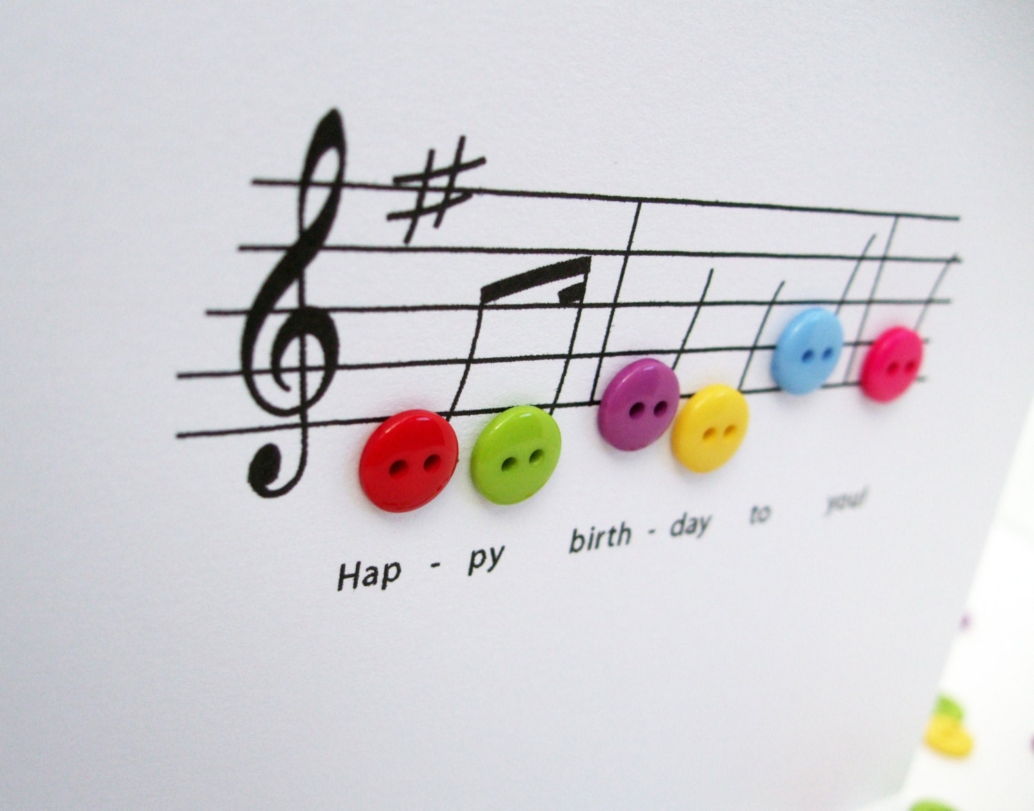  Happy  Birthday  Music  Card Birthday  Card with Button Notes