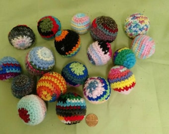 Adorable "Loose Ends" crocheted cat toy balls with organic catnip. Set of 3