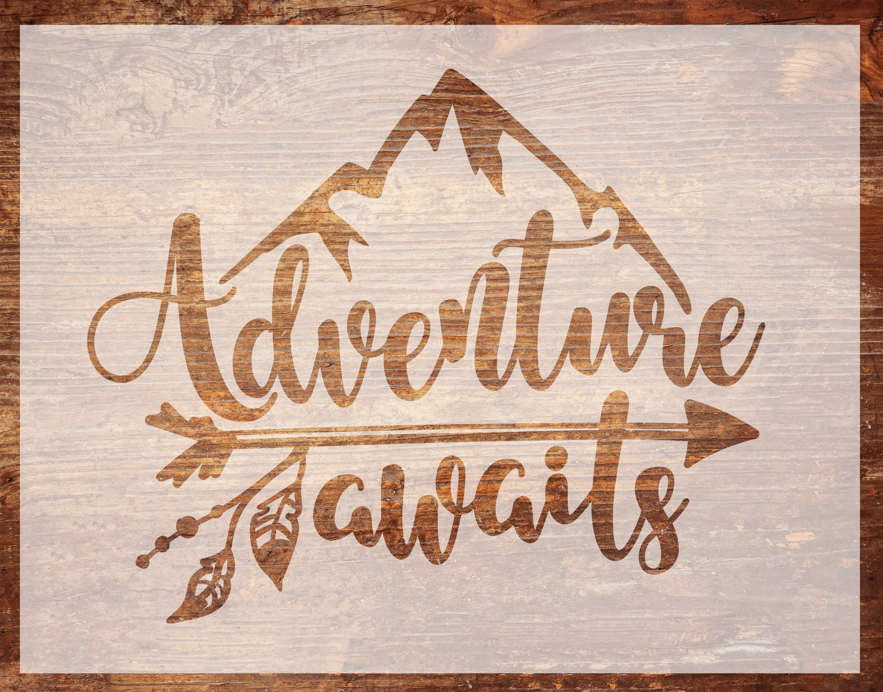 vinyl stencil wood sign stencil adventure awaits pallet