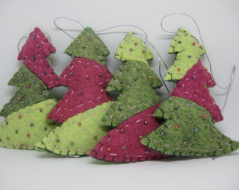 Felt Christmas Tree Ornaments Set of Four