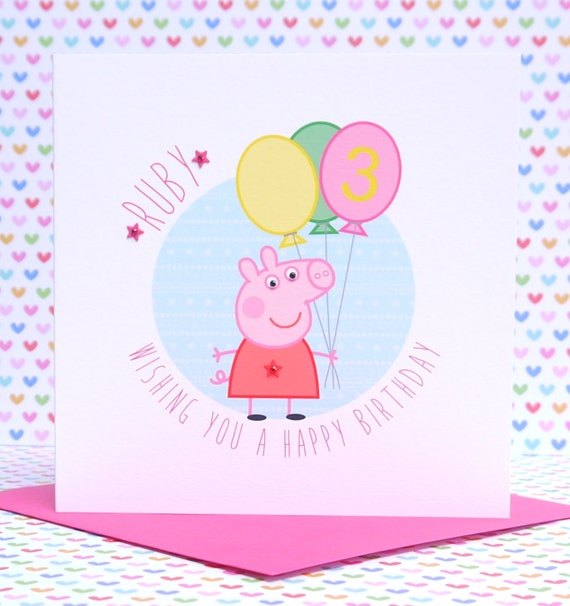 Personalised Handmade Peppa Pig Birthday Card