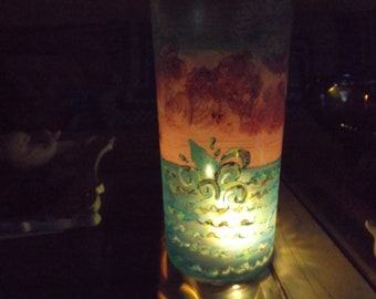 Handpainted, original artwork candle holder