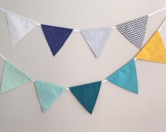Bunting Flags, Fabric Garland, Fabric Banner, Baby Shower, Nursery Bunting