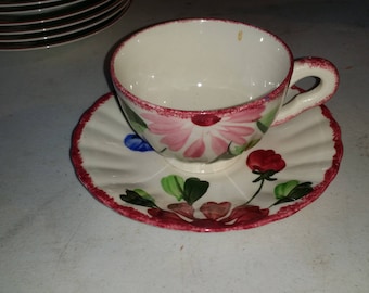 Blue Ridge Southern Potteries Mardi Gras Cup and Saucer