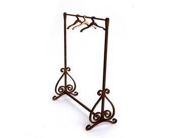 Doll clothes rack #2 & hangers. Scale 1/6 YoSD, 1/4 MSD, 1/3 SD (bjd, barbie, monster high, momoko, blythe, pullip, fashion doll furniture)