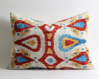 velvet pillow, decorative pillow, throw pillow, ikat, ikat pillow, velvet, pillow cover, accent pillow, decorative pillows, ikat pillows