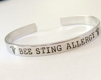 Medical alert bracelet - Hand stamped- Allergy Bracelet - Custom made to your medical alert