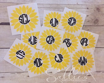 Sunflower monogram decal | FREE SHIPPING | Monogram car decal | Car decal | Monogram decal | Laptop decal | Cup decal | Phone decal