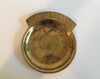 Vintage Brass Pocket Change Dish Mid-Century Hollywood Regency Home Décor Trinket Jewelry Retro 1970s