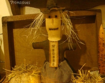 Primitive Witch Halloween Stump Doll