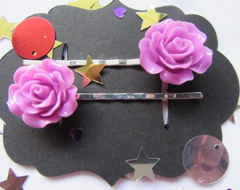 Purple Rose Vintage Hair Bobby Pins