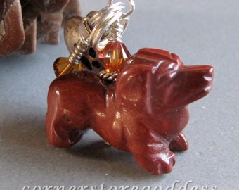 Cornerstoregoddess Jasper Dachshund Doxie Puppy Dog Charm Pendant Zipper Pull