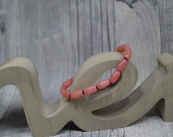 Palm seed bracelet pink elastic