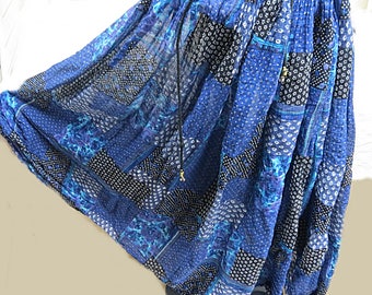 Vintage 1970 Indian Cotton Gauze Hippie Skirt #537