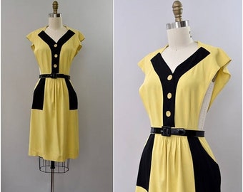 SPRING SALE 1940's rare "Jumperjack" pinafore rayon dress • xs