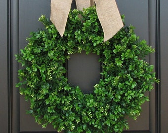 Spring Summer Boxwood Wreath, Boxwood Wreath, Door Wreaths, Natural Looking Boxwood Wreath, Artificial Boxwood Wreaths