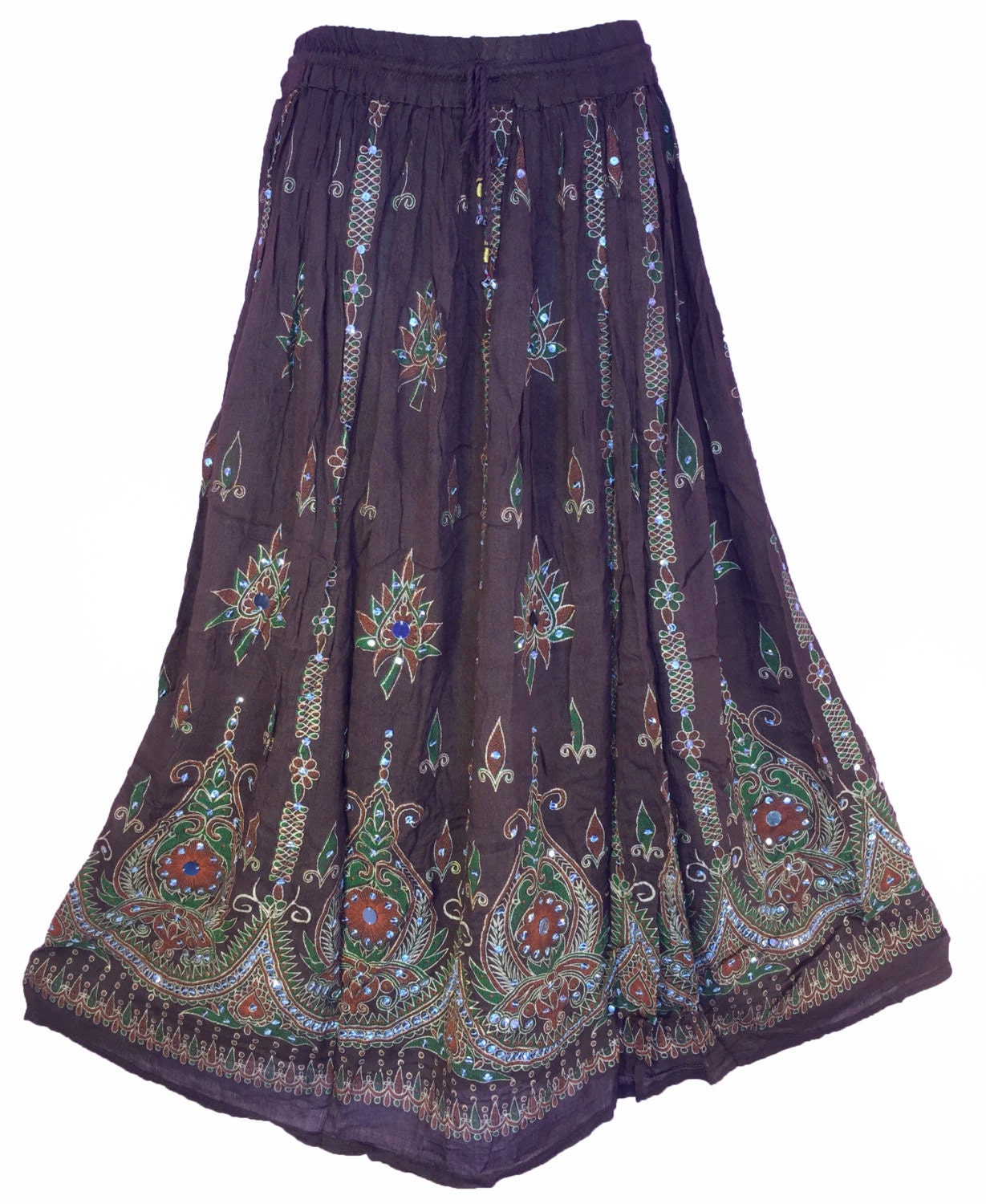 Brown Earth Tone Skirt Boho Gypsy Skirt Bollywood India