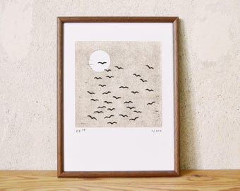 moon series 13 · original linocut · Limited Edition · DIN A5