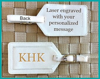 Luggage tag, personalized luggage tag, monogram luggage tag, luggage tags personalized, custom luggage tag,leather wedding gift white*