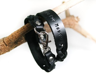 2x His Hers Leather Bracelet, Couple Bracelet, Matching Bracelet, Leather Bracelet, Braided Bracelet, Custom Bracelet, Engraved Bracelet