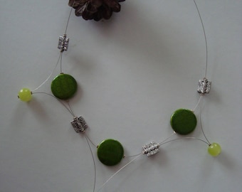 Original necklace in shades of green and silver