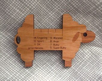 Wraps per inch gauge Sheep - WPI Gauge - spinner control card - cherry