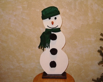 Free-Standing Wood Snowman Holiday Decoration