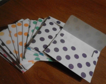 10 Handmade Envelope Trios, White with Polka Dots