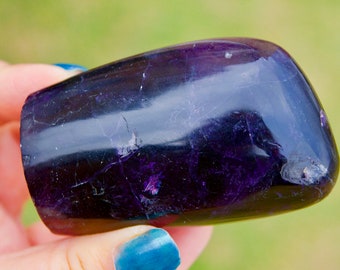 Polished Watermelon Fluorite Freeform from Uis, Namibia | Stunning Deep Purple and Emerald Green Fluorite Crystal Wand Point | Reiki Chakra