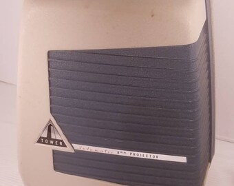 Vintage Tower Automatic 8mm Film Projector Model No. 584.92830 with 7" Metal Spool, Working Bulb and Mechanics, Very Good Condition