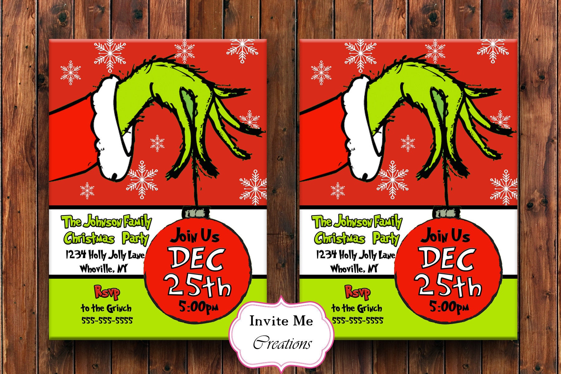 Grinch Invitation The Grinch Holiday Invite Grinch Christmas