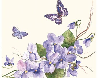Decoupage napkins (x4) - Vintage butterflies and flowers